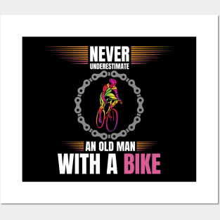 Never Underestimate An Old Man With a Bike Funny Bicycle lover gift Posters and Art